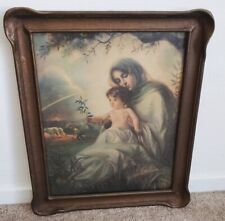 Antique Pie Crust Nouveau Picture Frame Religious Madonna Mary and Jesus picture