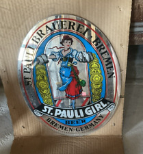 Vintage 1970's St Pauli Girl Brewery Germany Oval Beer Mirror 16” X  12” picture