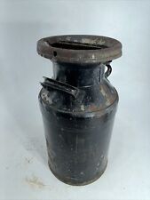 Antique Vintage Small Farmhouse Dairy Metal Milk Can with Lid Display Prop Paint picture