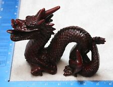 Vintage Chinese Asian Oriental Red Burgundy Color Resin Dragon Statue Figurine  picture