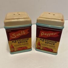 Audreys Vintage Retro Ceramic Salt & Pepper Shakers - Ketchup Spice Grannycore picture