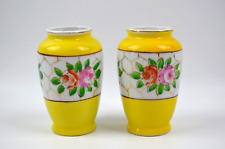Vintage Pair of Pico Small Vases Yellow Floral 3.75