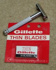 Vintage Gillette Lady blue starburst tto razor J 4 1964 + nos pack of blades picture