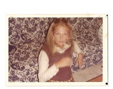 VTG 1960s Blonde Beautiful Woman Sunglasses Retro Couch Sofa Pattern PHOTO picture