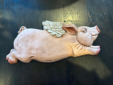 Stone Bunny Flying Pig Plaque Wall Hanging picture