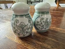 Vintage Salt and Pepper Shakers Boho Green Porcelain picture