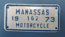 1973 Manassas Motorcycle License Plate mint never used picture