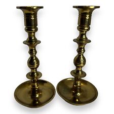 Vintage Pair of Brass Metal Candle Stick Holders 8.5” W Marked picture