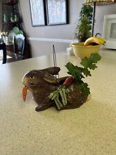 Vintage Bethany Lowe Bunny Rabbit w/ Carrot Small Basket Bucket Paper Mache RARE picture