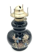 Vintage 1980's Kaaden LTD Black With Floral Oil Lamp picture