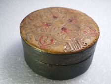VINTAGE ANTIQUE LEATHER EMBOSSED TRINKET BOX 2.75'' x 1.25'' picture
