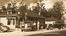 RPPC Photo Roscommon, Michigan, Old Glass Pumps, Gas Station, Raylynn Grocery picture