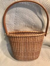 Nantucket basket floral wall nautical w.SWING handle 7”H 2.5”W 8”L VGUC picture