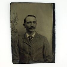 Named Foster Connecticut Man Tintype c1878 Antique 1/6 Plate Walker Photo H776 picture