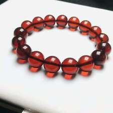 12.5mm Natural Red Blood Amber Crystal Round Bead Bracelet AAAAA Certificate picture