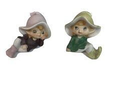Vintage Homco Home Interiors Set of 2 Elves Fairies Pixies 5213 Shelf Sitters picture