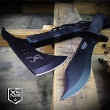 2PC Black Tactical TOMAHAWK Throwing Axe & COMBAT BOWIE Survival Hunting SET picture