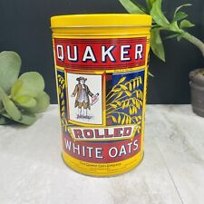 Vintage Quaker Oats Metal Tin Canister Can Rolled White 1984 replica of 1896 picture