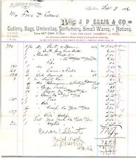 1886 BILLHEAD boston  J. P ELLIS & CO  Cutlery, Bags, Umbrellas, Perfumery, picture