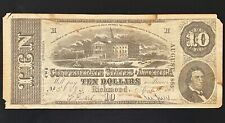 Civil War Era Reproduction 1863 $10 Banknote CSA Collectible Money Paper Cash picture
