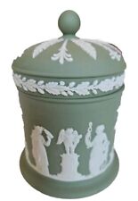 Vintage Wedgwood Jasperware Sage Green Tobacco Jar With Lid Made In England  picture