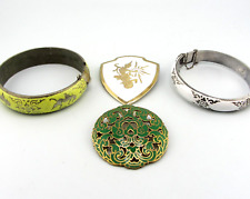 Vintage Siam Thailand Enamel Brooch Pin & Bracelet Jewelry Lot One is Sterling picture