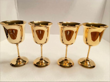 4 - Vtg. 24 kt. Gold Electroplated Brass Liquor/wine goblets , Golden  picture
