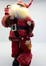 Vintage wind up musical animatronic Russian style Santa red velvet picture
