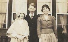 1920s Women Wearing Bonnet Shawl Knit Sweater Man Vintage Snapshot Photo picture
