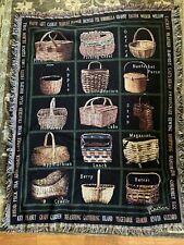 Rare Vintage Longaberger Baskets Woven Cotton Throw Blanket 50” X 60” picture