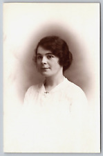 Postcard Beautiful Young Woman In A White Dress Photograph Vintage Portrait A8 picture