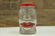 Vintage Lucky Joe Glass Metal Lid Savings Bank Face Jar picture