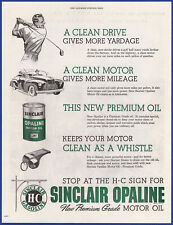Vintage 1946 SINCLAIR OPALINE Motor Oil H-C Gasoline Ephemera 40's Print Ad picture