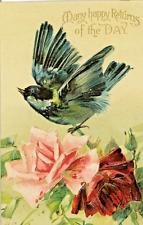 1908 International Art Pub Greeting Bird Floral Rose Vintage Antique Postcard picture