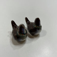 Vintage Holly Berry Christmas Birds Pair Small Salt & Pepper Shaker Set w/ Plugs picture