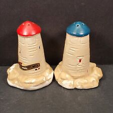 Mackinaw City, MI Lighthouse Souvenir Salt & Pepper Shakers No Stoppers Vintage picture