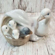 Dalia Handcrafted Mexico Pastel Porcelain Mother Duck With Ducklings Figurine picture