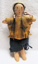 Vintage Navajo Indian Leather Felt Horse Hair Coral Beads Handcrafted Doll picture