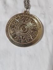 Aztec Gold Tone Calendar Medallion With Chain picture