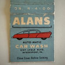 Vintage 1950s Alan’s Auto-Matic Car Wash Matchbook Cover picture