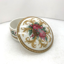 1980s Mikasa Christmas Trinket Dish Holiday Orchard Candy Porcelain Box, Vintage picture