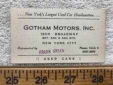 Vintage Business Card Gotham Motors Inc Used Cars New York City Manhattan NYC NY picture