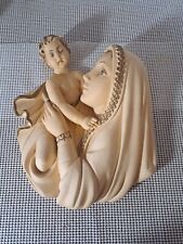 1960 Virgin Mary Madonna Child Baby Jesus Chalkware Wall Plaque Mich.Comp.Amp Co picture