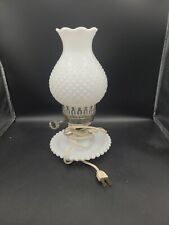 Vintage 11” Hobnail Milk Glass Hurricane Lamp. picture