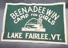 Vtg 1930s Felt Crafters BEENADEEWIN Girls Camp PENNANT BANNER Lake Fairlee, VT picture