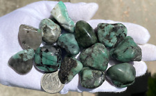 USA SALE SEE VIDEO 198g LOT 13 EMERALD TUMBLES TUMBLED STONE Small/Medium S/M picture