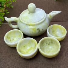 5Pcs  Natural Cauliflower jade tea set Crystal Quartz Cup pot decoration healing picture