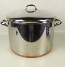 Vintage 1801 Revere Ware 16 Qt Quart Copper Bottom Stock Pot w Lid Clinton ILL picture