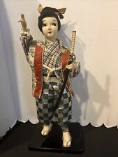 Vintage Japanese   Samurai Warrior Doll Figurine  On Base 16” Tall picture
