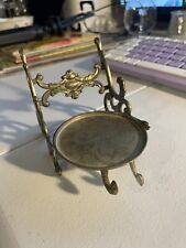 Vtg Ornate Brass Metal Teacup & Saucer Display Stands Holder Bird Gilt Scroll  picture
